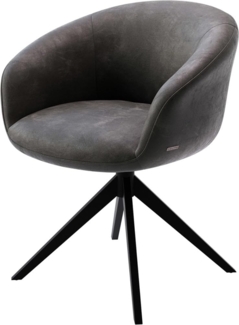 Drehstuhl Vinka-Flex mit Armlehnen Mikrofaser Anthrazit Vintage Kreuzgestell breit Schwarz 360° drehbar Taschenfederkern