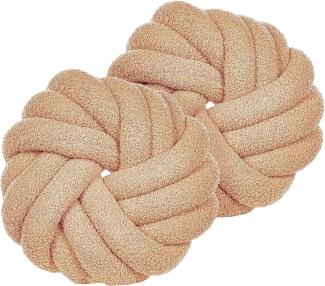 Kissen 2er Set AKOLA Bouclé 31 x 31 cm Kein Muster Sandbeige