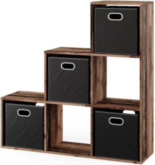 Vicco Treppenregal Antikholz 105 x 107.5 cm mit 4 Faltboxen