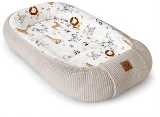 Babynestchen Neugeborene – Nestchen Baby aus Waffel Baumwolle & Baumwollstoff – Babynest für Babybett & Kinderbett – Baby Kokon Tragbar – OEKO-TEX zertifiziert – Zubehör für Babybett - ZOO und Sand