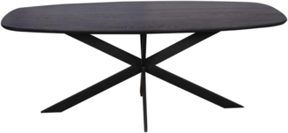 BENEDO MÖBEL Esstisch Eiche Felicio Schwarz (Spider Gestell, 3 cm Massiv Eiche), Dänisch oval FSC-Gütesiegel