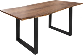 Massivmoebel24 Baumkantentisch FREEFORM (Baumtisch Akazie 140x90x76 natur Beine anthrazit matt FREEFORM 3)