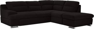 Mivano Ecksofa Coast / Große Sofagarnitur in L-Form mit Ottomane rechts, 264 x 88 x 217, Mikrofaser: schwarz