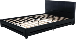 HOME DELUXE 'Asteroid' LED-Bett, Kunstleder, schwarz, 140x200 cm