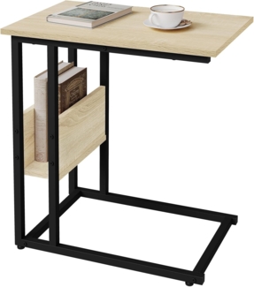 Beistelltisch 'Franz' aus MDF, Gestell aus Metall, Hell Eiche