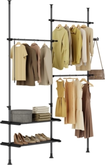 Regalsystem mit 3 Kleiderstangen und 3 Körben, FRG34-SCH