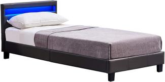 Home Deluxe - LED Bett Astro - Dunkelgrau, 90x200 cm - Inkl. Lattenrost I Polsterbett Design Bett inkl. Beleuchtung