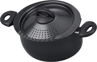 Bialetti 07265 Oval 5 Quart Pasta Pot with Strainer Lid, Nonstick, 1, Black