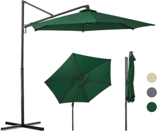 Sekey Ampelschirm 300cm Alu Sonnenschirm, 360° drehbar und neigbar, UV50+ Sonnenschutz, LxB: 300x300 cm, Gartenschirm, Kurbelbedienung und Einrastgarnitur, für Garten