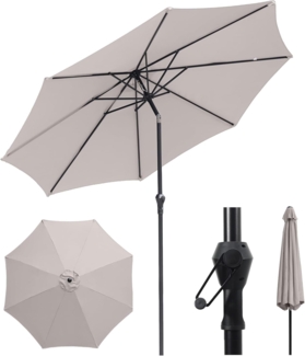 Sekey Sonnenschirm ø 300 cm Alu Gartenschirm Rund, Marktschirm Knickbar, mit Kurbel, LxB: 300x300 cm, Windfester, Neigungswinkel, für Balkon Garten, Sonnenschutz UV 50+