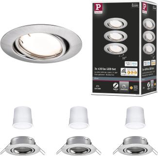 Paulmann 92464 Zigbee LED Einbauleuchte Base Coin Basisset Eisen gebürstet 3000K
