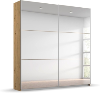 Rauch Möbel Reflect, Schwebetürenschrank, Kleiderschrank, Schrank mit Spiegel, Garderobe, 2-türig, 2 Spiegeltüren, Farbe Eiche Artisan, Holz, 175 x 210 x 59 cm