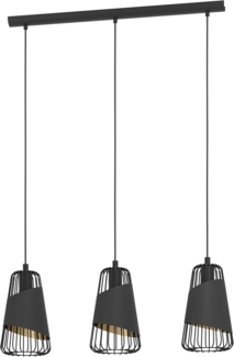 Eglo 49448 Pendelleuchte AUSTELL schwarz, gold E27 3X40W L:76,5cm B:16,5cm H:110cm dimmbar
