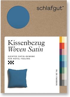 Schlafgut Woven Satin Bettwäsche | Kissenbezug einzeln 40x40 cm | blue-mid