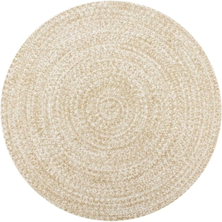vidaXL Teppich Handgefertigt Jute Weiß und Natur 120 cm 133723