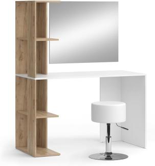 Vicco Schminktisch Weiß/Sonoma 122.2 cm mit Hocker, Tower