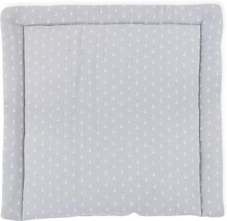 KraftKids Wickelauflage in Musselin grau Anker, Wickelunterlage 60x70 cm (BxT), Wickelkissen