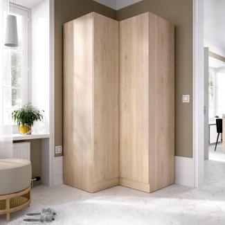 Dmora Elgon, Eckschrank für Schlafzimmer, Eck-Kleiderschrank mit 2 Flügeltüren, 91 x 93 x 184 cm, Eiche