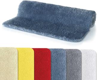 Spirella Badteppich Badvorleger Duschvorleger "Fino Supersoft" Hochflor waschbar, rutschfest Badematte 70x120 cm – Blau