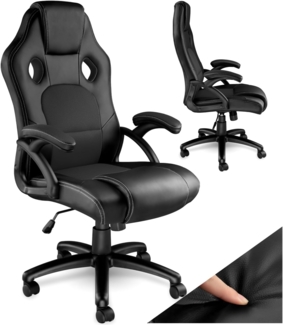 TecTake Sportsitz Chefsessel Stuhl ergonomischer Gaming Bürostuhl Racing Schalensitz - Diverse Farben - (Schwarz-Schwarz)