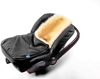 Fußsack Hofbrucker Lammfell Fußsack Maxi für Babyschale, Baby Winter Fußsack mit echtem Lammfell wind- und wasserabweisend waschbar 80 x 30 cm Made in Germany