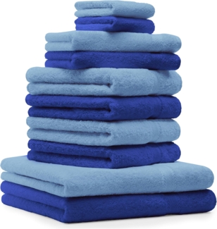 Betz Handtuch Set 10-TLG. Handtuch-Set Premium Farbe Royalblau & Hellblau, 100% Baumwolle, (10-tlg)