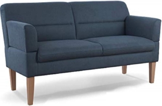 CAVADORE 2,5-Sitzer Küchensofa Kira / Sitzbank für Küche, Esszimmer oder Wohnküche inkl. Armteilverstellung / Leichte Fleckenentfernung dank Soft Clean / 168 x 94 x 81 / Flachgewebe: Blau