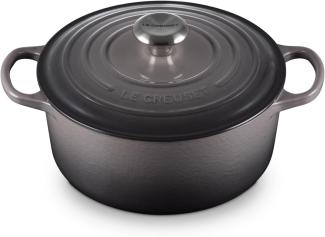 Le Creuset Signature Gusseisen-Bräter mit Deckel, Für alle Herdarten und Induktion geeignet, Rund, Flint, 24,0 cm, 4.2