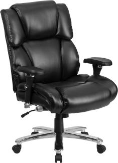 Flash Furniture Hercules Serie 24/7 Intensivnutzung Lederweicher Drehstuhl Bürostuhl Ergonomischer Chefsessel mit hoher Rückenlehne und gepolsterten Sitz/Armlehnen, Schwarz