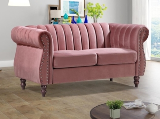 Vente-unique - Chesterfield-Sofa - 2-Sitzer - Samt - Altrosa - TRUMBO