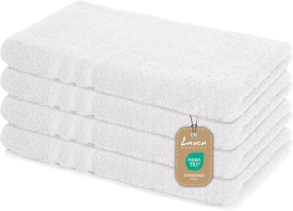 Lavea 4er Set Handtuch 50x100 cm, Frottierserie Elena, Weiß