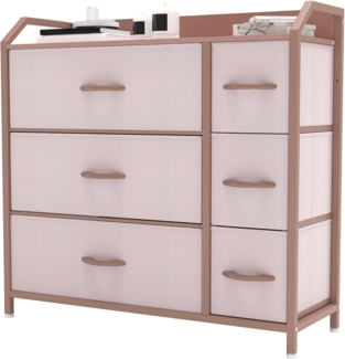 YITAHOME Kommode,Kommode mit 6 Schubladen,Stoffschubladen mit Griffen,Kommodenschrank mit Stabiler Stahlrahmen,Dauerhaft,Rosa