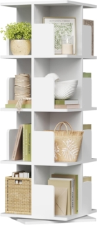 EUGAD drehbares Bücherregal Raumteiler Standregal Drehregal Büroregal Dekoregal 360° frei drehbar mit 4 Ebenen MDF Weiß 40 x 129 x 40 cm 0040SHG