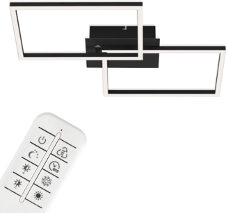 BRILONER - LED Deckenlampe mit Fernbedienung, dimmbar, einstellbar von warmweiß bis neutralweiß, LED Lampe, LED Deckenleuchte, Wohnzimmerlampe, Schlafzimmerlampe, Küchenlampe, 50 x 38,8 x 7,8 cm, Schwarz