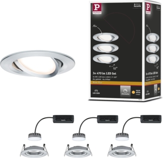 Paulmann 93903 Einbauleuchte LED Coin Slim IP23 rund Alu 3er-Set dimmbar und schwenkbar
