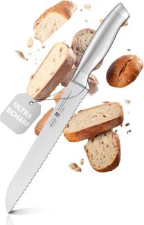 RÖSLE Brotmesser Basic Line, Hochwertiges Küchenmesser zum Schneiden von Brot, Brötchen und Baguette, Klingenspezialstahl, Edelstahl 18/10, ergonomischer Griff