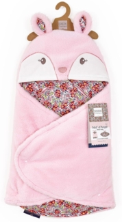 DOUDOU ET COMPAGNIE - Babyschlafsack Boh 'aime Maon – Decke aus Plüsch Rosa und Blumen – für Autositz, Cosi, Kinderwagen – 0 bis 6 Monate – 69 cm – Geschenk zur Geburt – DC4031