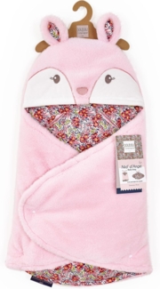 DOUDOU ET COMPAGNIE - Babyschlafsack Boh 'aime Maon – Decke aus Plüsch Rosa und Blumen – für Autositz, Cosi, Kinderwagen – 0 bis 6 Monate – 69 cm – Geschenk zur Geburt – DC4031