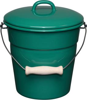 RIESS 0369-111 Allzweckeimer mit Deckel, 3,50 L, Emaille, NATURE GREEN DARK / Abfalleimer