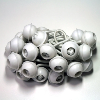 50 Stück Set Gummischlaufen Spanngummis zum Befestigen von Planen - Zeltgummis Expanderschlingen Bungees Spanner Planenspanner für Partyzelt Pavillon Zelt - weiß, kurz