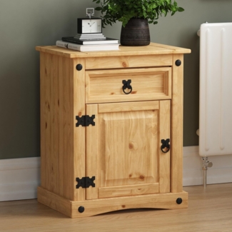 Amazon-Marke: Movian Corona Nachttisch, 1 Schublade 1 Tür, massives Kiefernholz, 48T x 35B x 60H cm, Rechteckig, tray table, Braun