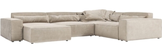 Wohnlandschaft Sirpio XL 360x260 cm Cord Beige Recamiere variabel