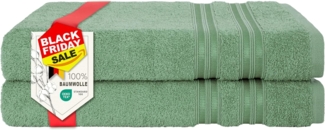 Hammetex 2er Badetücher Set, 100% Baumwolle Premium Qualität Groß 70x140 cm Duschtücher, Weich Saugstark Schnell Trocknendes Badetücher, Salbeigrün