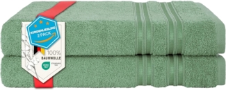 Hammetex 2er Badetücher Set, 100% Baumwolle Premium Qualität Groß 70x140 cm Duschtücher, Weich Saugstark Schnell Trocknendes Badetücher, Salbeigrün