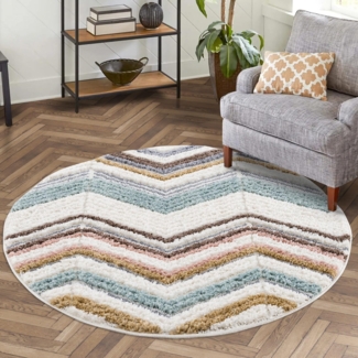 Carpet City Hochflor-Teppich Focus 3009, rund, Höhe: 20 mm, Boho-Teppich, Hochtief-Muster/ 3D-Effekt, für Wohnzimmer, Schlafzimmer