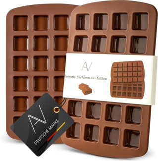 AVANA Backform Silikon Brownieform für 24 Brownies Backblech Kuchen Form Brownie, (2er Set), Antihaftbeschichtung, BPA-frei, Braun