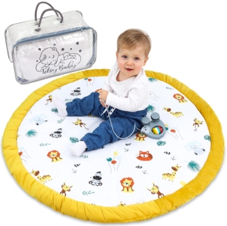 Totsy Baby Bodenkissen Kinder 100 cm - Kuschelecke Kinderzimmer Boden Matratze Rund Krabbeldecke für Baby Gepolstert Safari