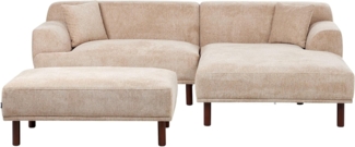 3-Sitzer Ecksofa Stoff beige linksseitig mit Ottomane HOLT