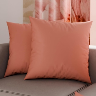 PETTI Artigiani Italiani – 2er-Set Kissenbezüge 60x60 cm aus Mikrofaser, Zierkissenbezüge für Schlafzimmer & Sofa, Uni Dunkelpuderrosa, 100 % Made in Italy