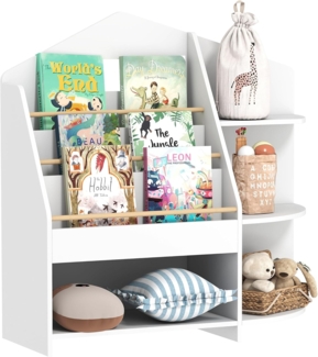 AIYAPLAY Kinderregal mit 7 Regalen, Bücherregal aus Holz 1-tlg, für Kinderzimmer, Spielzimmer, Weiß